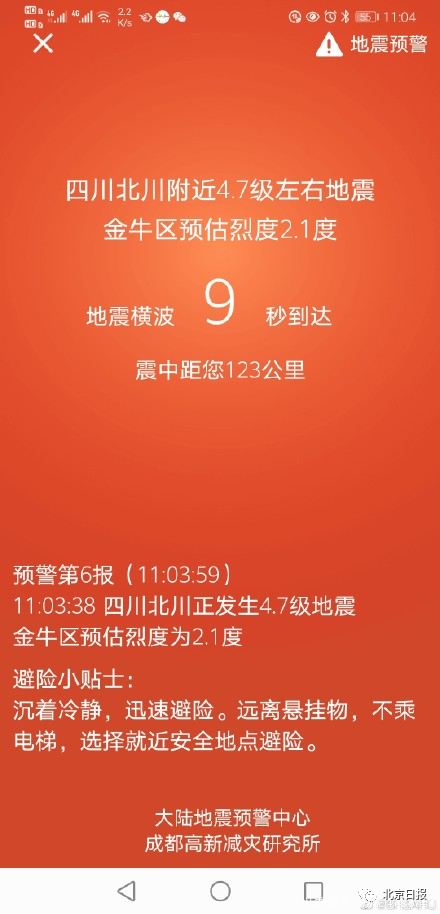 四川連續3天【同一位置】綿陽北川凌晨連發3次地震